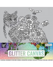 Картина за оцветяване Grafix - Котка, с брокат, 30 х 30 cm -1