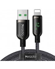 Кабел Yesido - CA-84, USB-А/Lightning, 1.2 m, черен