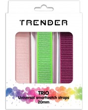 Каишки Trender - Trio Bundle Naylon, 20 mm, 3 броя, розова/зелена/лилава -1