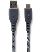Кабел Boompods - Retro Armour, USB-A/USB-C, 1.5 m, Graphite -1