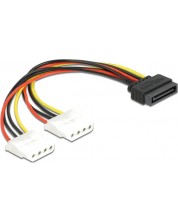 Кабел Delock - Power, SATA 15 pin/2x4p Molex, 0.2 m, жълт/черен/червен -1