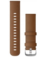 Каишка Garmin - QR Leather, Venu 2/2S, 22 mm, Brown/Silver -1