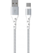 Кабел Energizer - C520CKWH, USB-A/USB-C, 2 m, бял -1