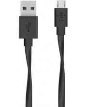 Кабел Belkin - Flat, USB-A/Micro USB, 1.5 m, черен -1