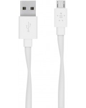 Кабел Belkin - Flat, USB-A/Micro USB, 1.5 m, бял -1