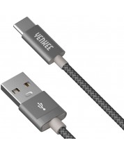 Кабел Yenkee - 301 GY, USB-A/USB-C, 1 m, сив -1