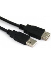 Кабел VCom - CU202-B, USB-A/USB-A, 3 m, черен -1