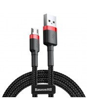 Кабел Baseus - Cafule, USB-A/Micro USB, 1 m, червен/черен -1