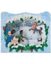 Картичка Gespaensterwald 3D Merry Christmas, игри в снега -1