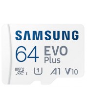 Карта памет Samsung - EVO Plus, 64GB, microSDXC, Class10 + адаптер -1