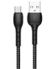 Кабел Recci - RTC-N16CB, USB-C/USB-A, 1 m, черен -1