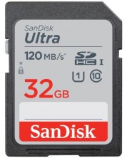 Карта памет SanDisk - Ultra, 32GB, SDHC, Class10, черна -1