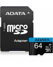 Карта памет Adata - Premier, 64GB, microSDXC, Class10 + адаптер -1
