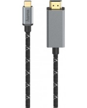Кабел Hama - 200507, USB-C/HDMI, 1.5 m, черен/сив