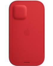 Калъф Apple - Leather Sleeve MagSafe, iPhone 12/12 Pro, червен