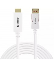 Кабел Sandberg - DisplayPort 1.4/DisplayPort 1.4, 4K, 2m, бял -1