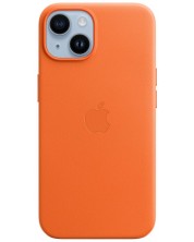 Калъф Apple - Leather MagSafe, iPhone 14, оранжев -1