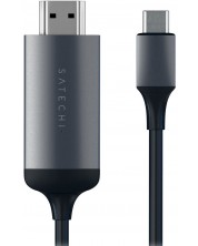 Кабел Satechi - Aluminium, USB-C/HDMI, 1.83 m, сив -1