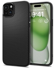 Калъф Spigen - Liquid Air, iPhone 15 Plus, Matte Black -1