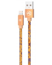 Кабел Tellur - Graffiti, USB-A/Lightning, 3A, 1 m, оранжев