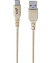 Кабел Cellularline - Eco, USB-A/USB-C, 1.2 m, бежов -1
