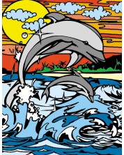 Картина за оцветяване ColorVelvet - Делфини, 47 х 35 cm