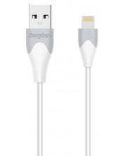 Кабел Energizer - C610LGWH, USB-A/Lightning, 1.2 m, бял/сив -1