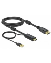 Кабел Delock - 3 в 1, HDMI+USB-A/DisplayPort, 2 m, черен -1