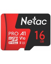 Карта памет Netac - 16 GB PRO A1, microSDHC, Class10 + адаптер