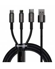 Kабел Baseus - Tungsten, USB-А/USB-C/Lightning/Micro USB, 1.5 m, черен -1