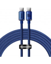 Кабел Baseus - Crystal Shine, USB-C/USB-C, 2 m, син