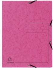 Картонена папка Exacompta - с ластик и 3 капака, розова -1