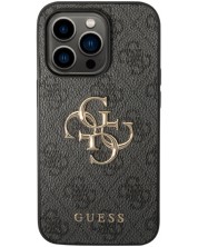 Калъф Guess - PU 4G Metal Logo, iPhone 15 Pro, сив -1