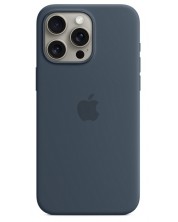 Калъф Apple - Silicone MagSafe, iPhone 15 Prо Мах, Storm Blue