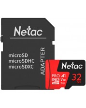 Карта памет Netac - 32GB PRO A1, microSDHC, Class10 + адаптер -1