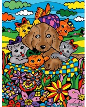 Картина за оцветяване ColorVelvet - Котета и куче, 29.7 х 21 cm -1