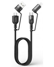 Кабел Xmart - 12726, USB-C/USB-C, USB-A/Lightning, 1.2 m, черен