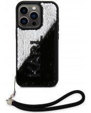 Калъф Karl Lagerfeld - Sequins Reversible, iPhone 13 Pro, черен/сребрист -1