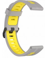 Каишка Techsuit - W002, Galaxy Watch/Huawei Watch, 20 mm, сива/жълта -1