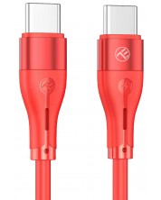 Кабел Tellur - Silicone, USB-C/USB-C, 1 m, червен