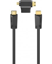 Кабел Hama - HDMI/HDMI, mini/micro HDMI адаптер, 1.5m, черен -1