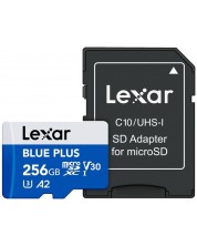 Карта памет Lexar - Blue Plus microSDXC, 256GB, UHS-I, A2, V30, U3, синя