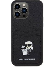 Калъф Karl Lagerfeld - PU Saffiano Card Slot Metal, iPhone 15 Pro, черен -1