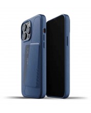 Калъф Mujjo - Full Leather Wallet, iPhone 13 Pro Max, син -1