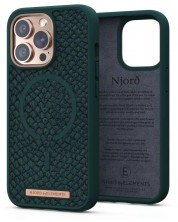 Калъф Njord - Salmon Leather MagSafe, iPhone 14 Pro Max, зелен