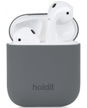 Калъф за слушалки Holdit - Silicone, AirPods 1/2, Space Gray -1