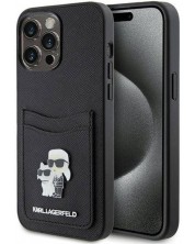 Калъф Karl Lagerfeld - PU Saffiano Card Slot Metal Karl, iPhone 15 Pro Max, черен -1