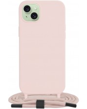 Калъф Techsuit - Crossbody Lanyard, iPhone 15 Plus, розов