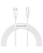 Кабел Baseus - Superior, USB-A/USB-C, 2 m, бял