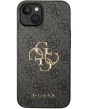 Калъф Guess - PU 4G Metal Logo, iPhone 15, сив